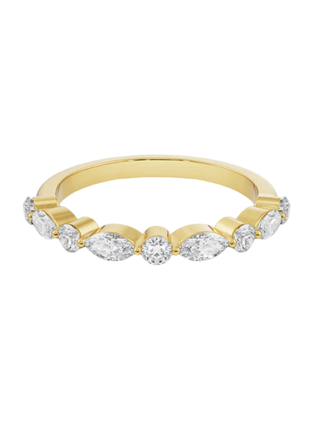 Emori Round and Marquise Lab Diamond in 14KT Gold Band