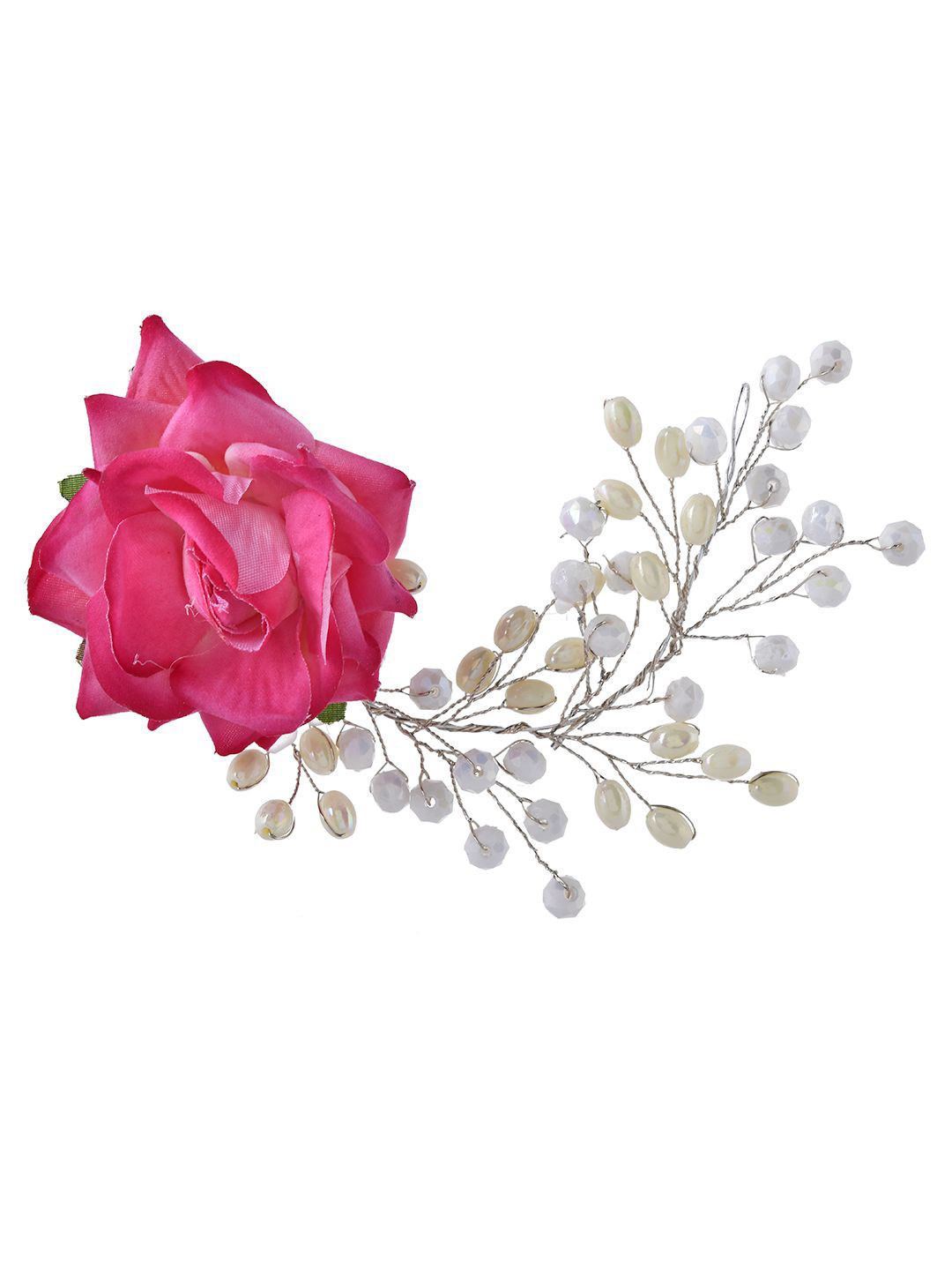 Silvermerc Designs Women Pink Rose and Pearl Hair Accessory Spiral Claw Clip