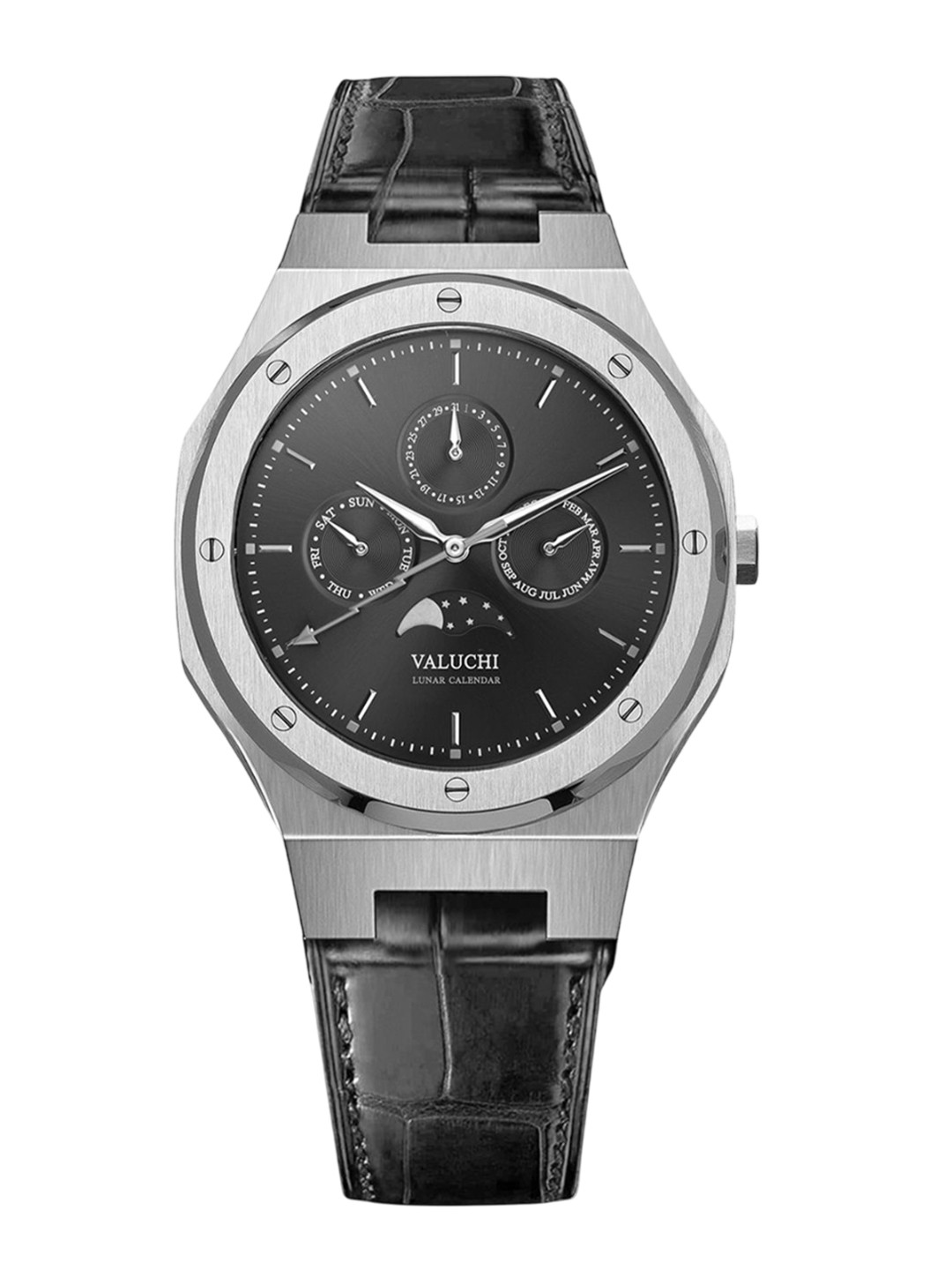 Valuchi Lunar Calendar Men Leather Straps Chronograph Analogue Watch VT-LSB-001