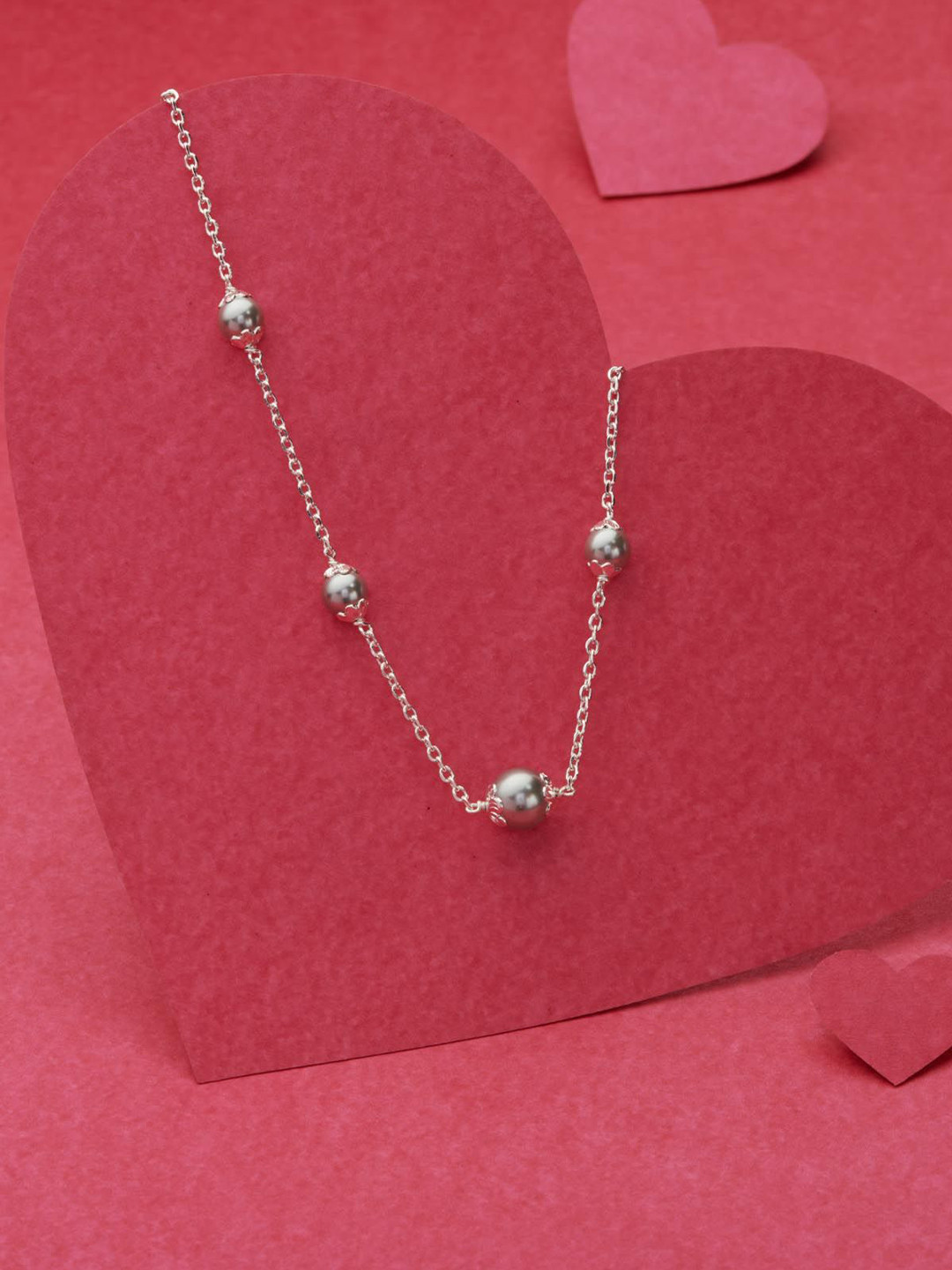 Gargi by P. N. Gadgil & Sons 92.5 Sterling Silver Artificial Beads Necklace