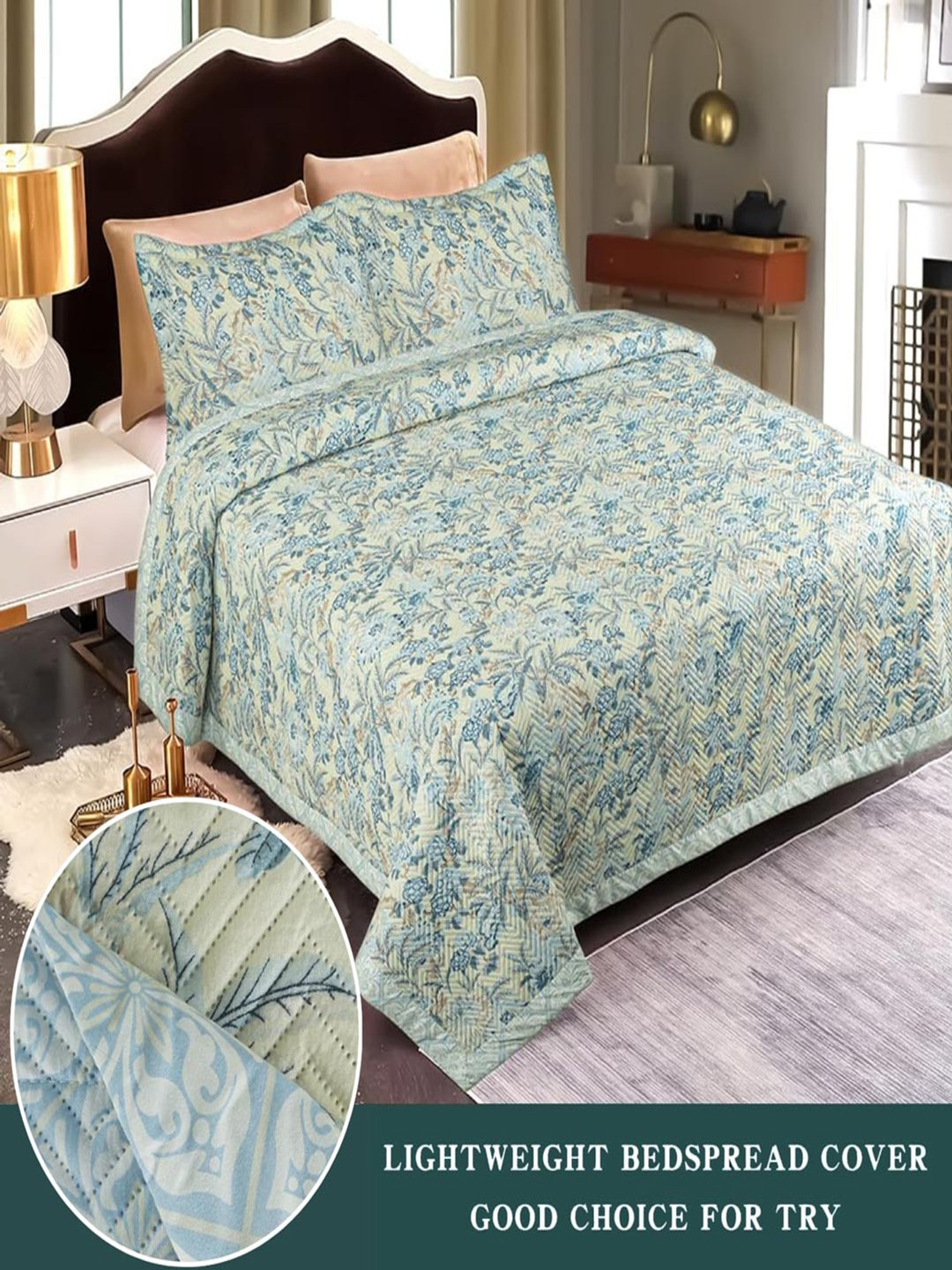 Innovative Edge Blue 3 Pcs Printed Cotton 210GSM Double Bed Comforter With 2 Pillow Covers