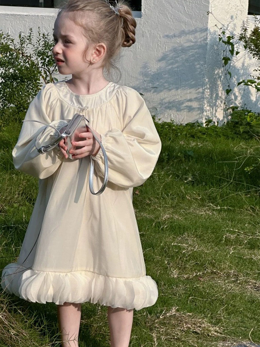 LULU & SKY Girls Balloon Sleeve Trapeze A-Line Dress