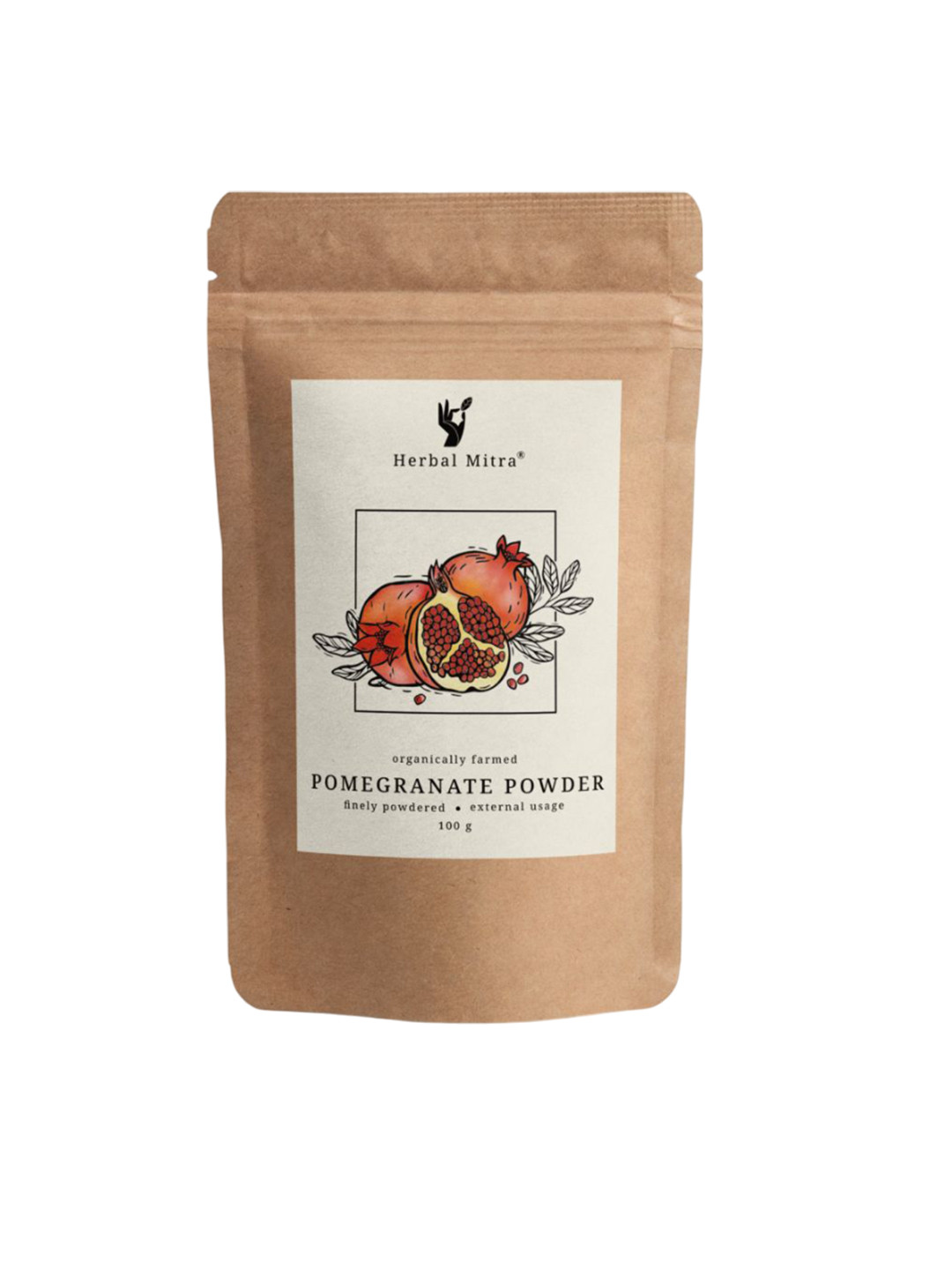 Herbal Mitra Natural And Organic Pomegranate Peel Powder For Skin Care - 100 g