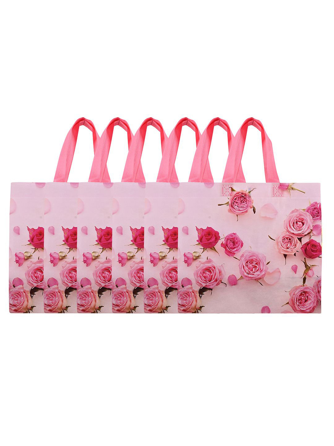 Kuber Industries Pack of 6 Non-Woven Shopping Bag Printed Shopper Tote Bag with Cut Work