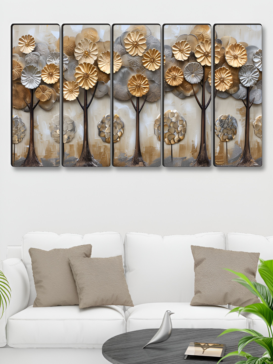Myntra Elegant Homes Flower Canvas 5 Pcs Bedroom Paintings Wall Art -9.84 x 29.92In
