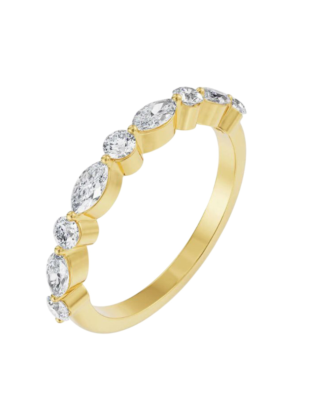 Emori Round and Marquise Lab Diamond Band in 18KT Gold