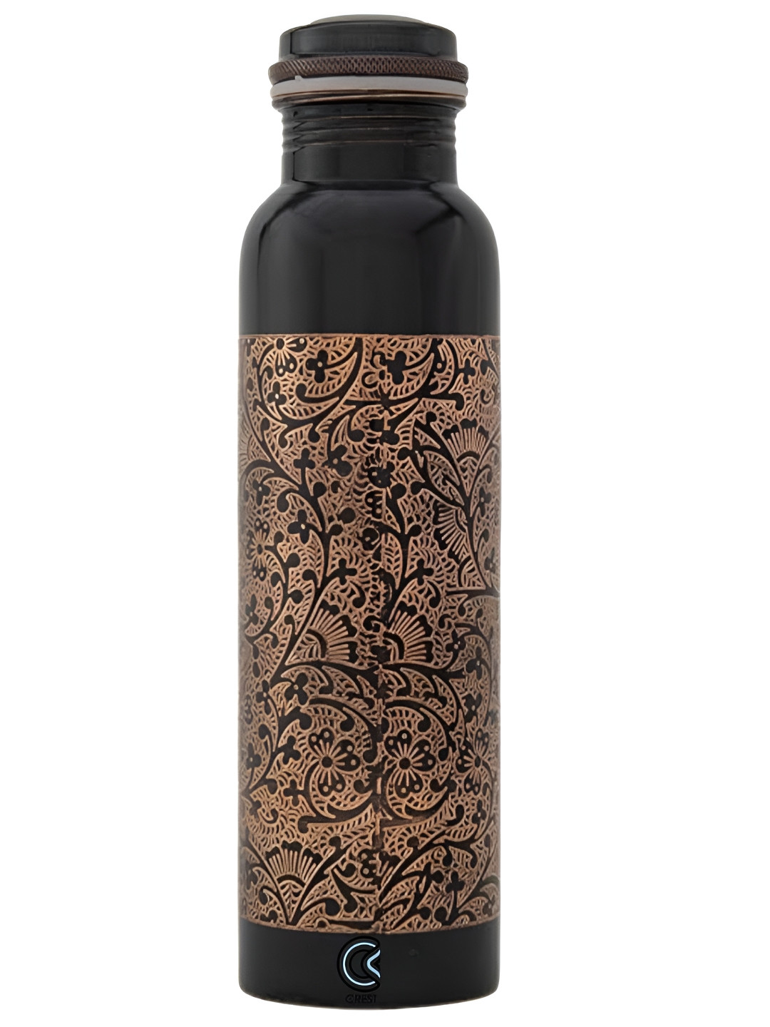 Crest Innovative Lives Brown Floral Copper Smart Vacuum Water Bottle - 1L