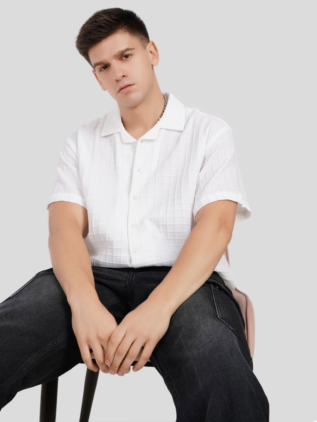 Underrated Club Men Grid Tattersall Checks Opaque Checked Casual Shirt