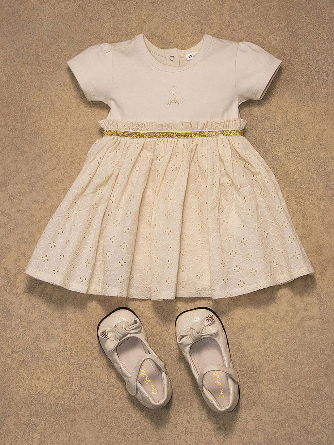 One Friday Off White Schiffly Dress