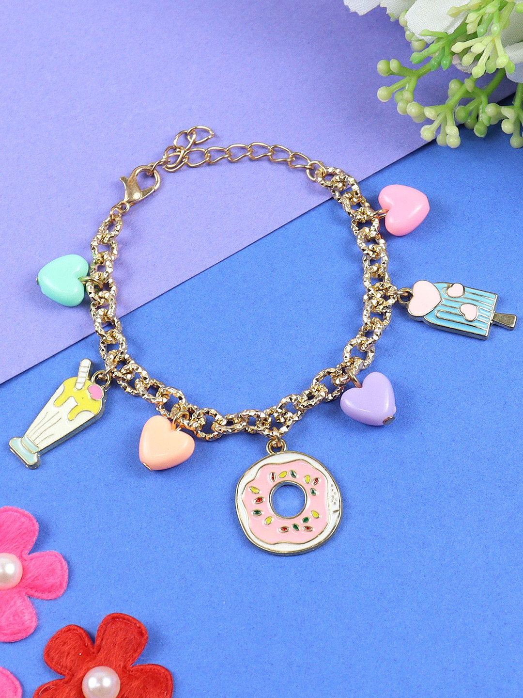Asthetika Kids Girls Ice-Cream & Donut Charm Bracelet