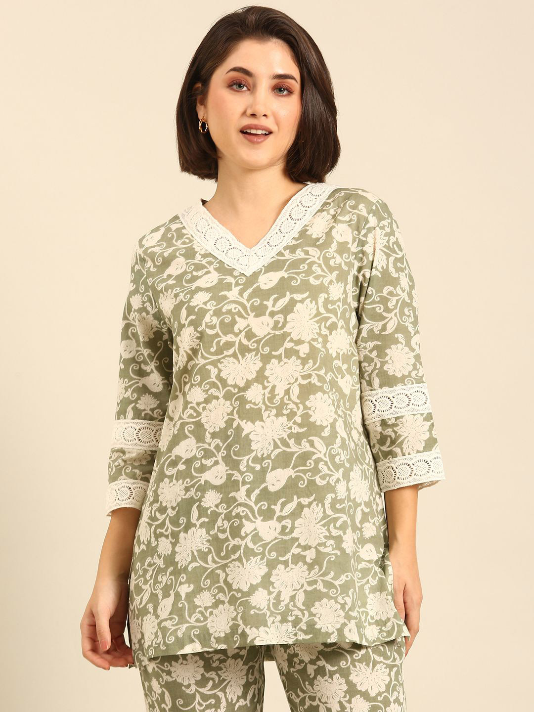 De Moza Print Cotton Top