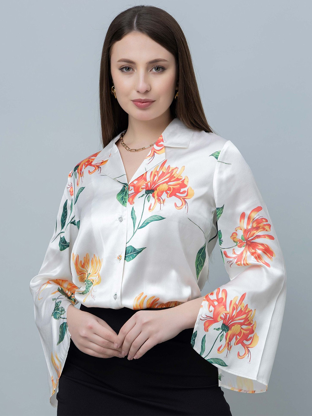 PURYS Women Party Satin Shirt