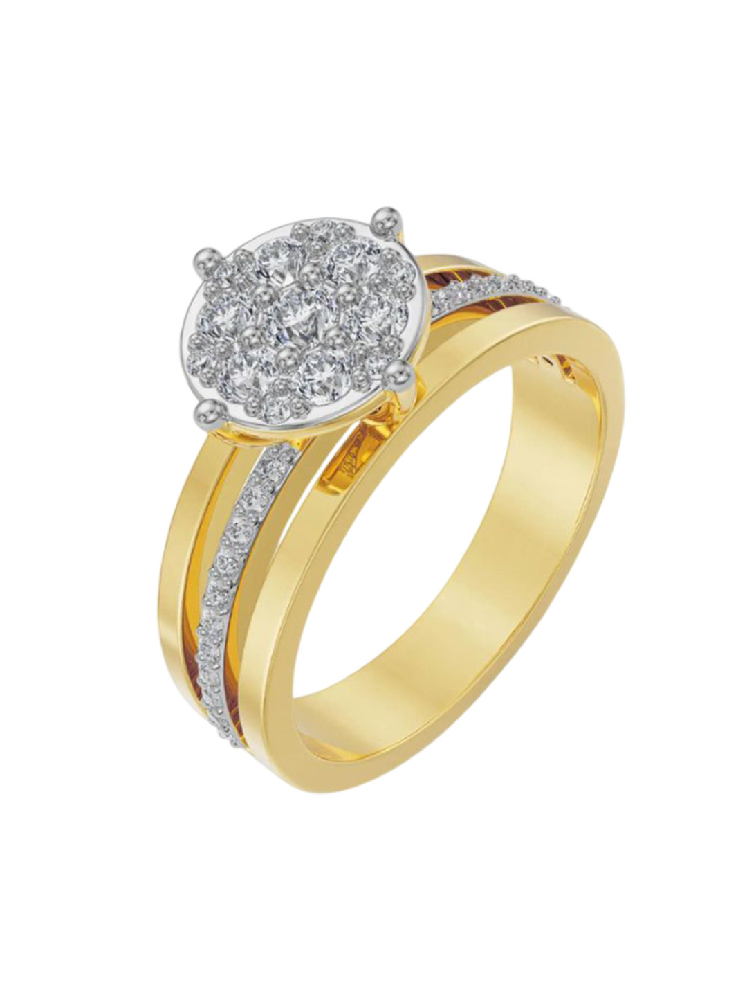 Emori Zuri Cluster Lab Diamond in 14KT Gold Ring