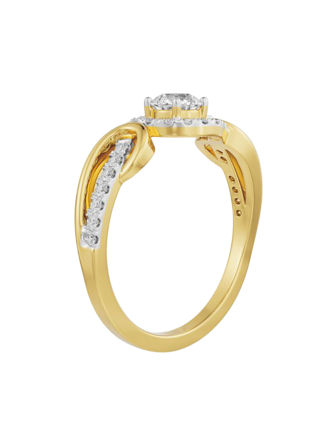 Emori Curved Lab Diamond Band Solitaire in 14KT Gold