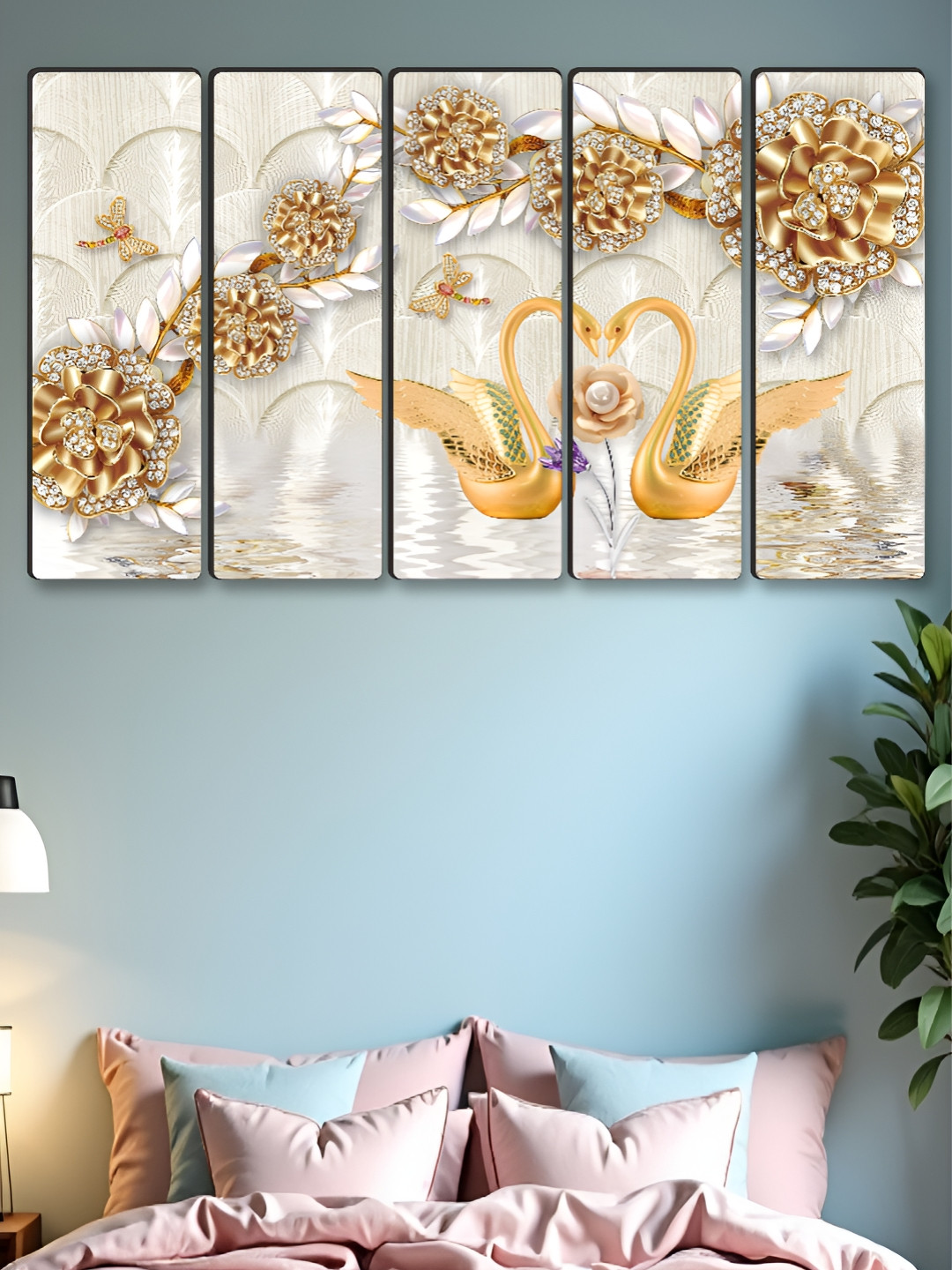 Myntra Elegant Homes Canvas 5 Pcs Wall Rectangle Paintings Wall Art - 30x10In