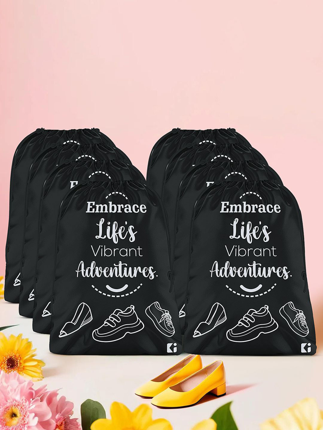 Kuber Industries Black 8 Pieces Printed Travel Packing Storage Organiser Bag