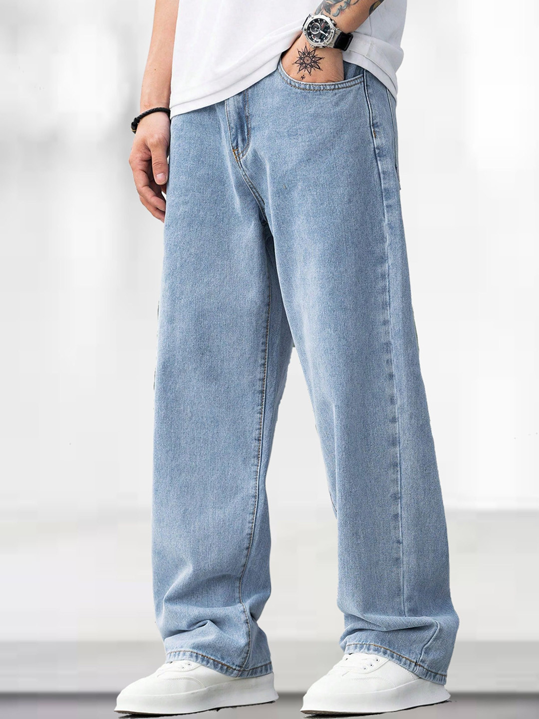 Podge Men Baggy Mid-Rise Cotton Jeans