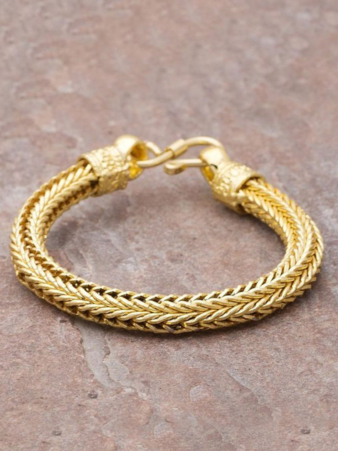 SANAA CREATIONS Mens Gold-Plated Braided Design Armlet Bracelet