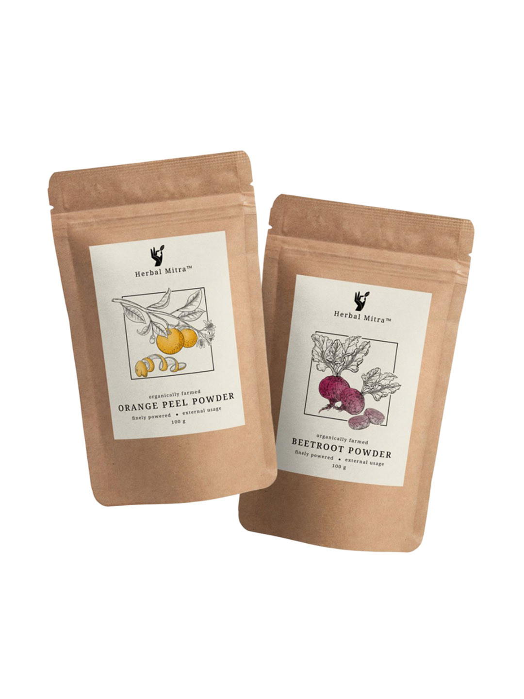 Herbal Mitra Set Of 2 Orange Peel & Beetroot Powder For Face Pack - 100 g Each