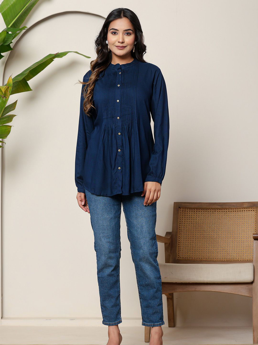 ARAVALII Print Ethnic Shirt Style Top