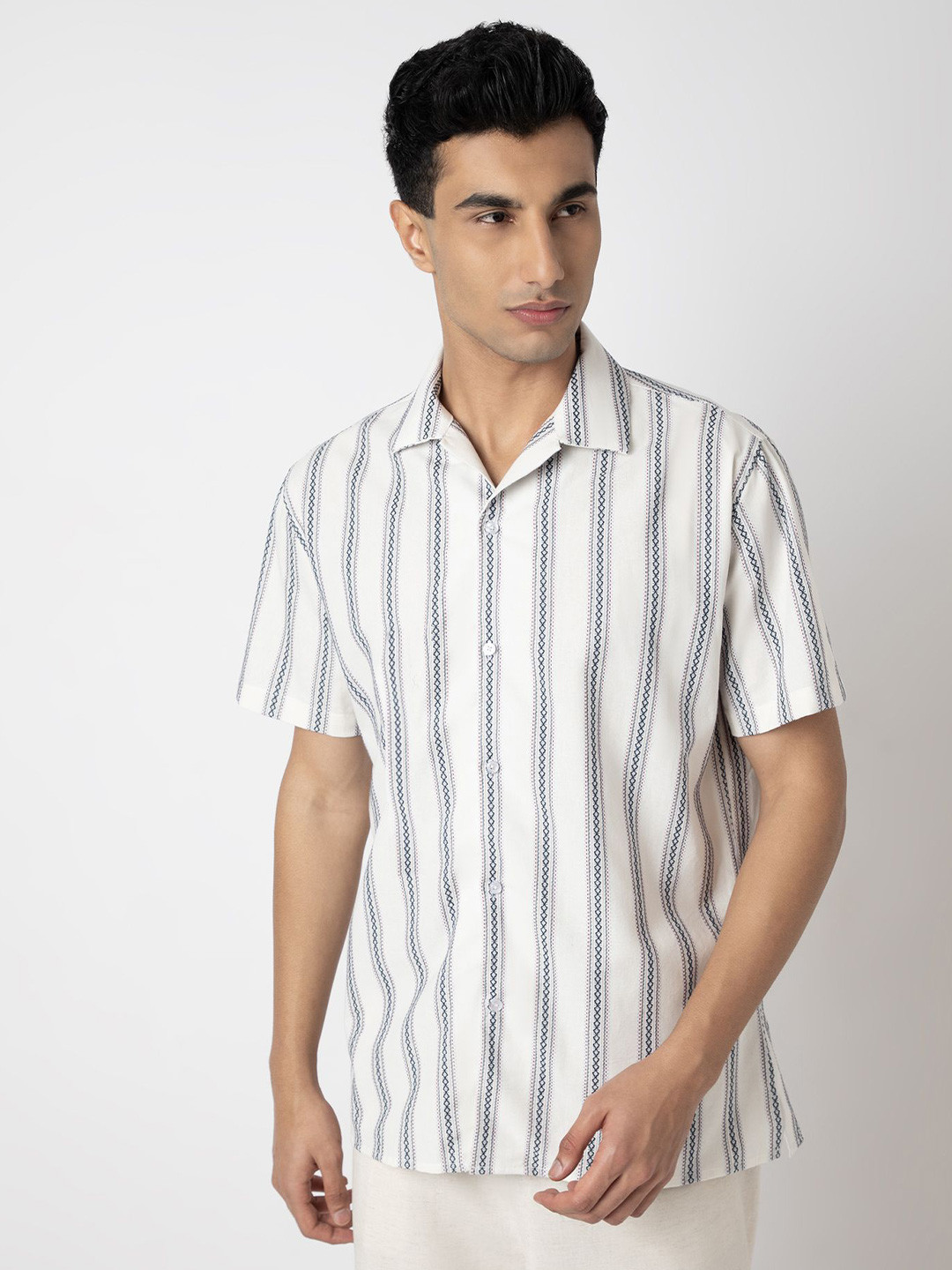 MARK & ALBERT Men Opaque Striped Casual Shirt