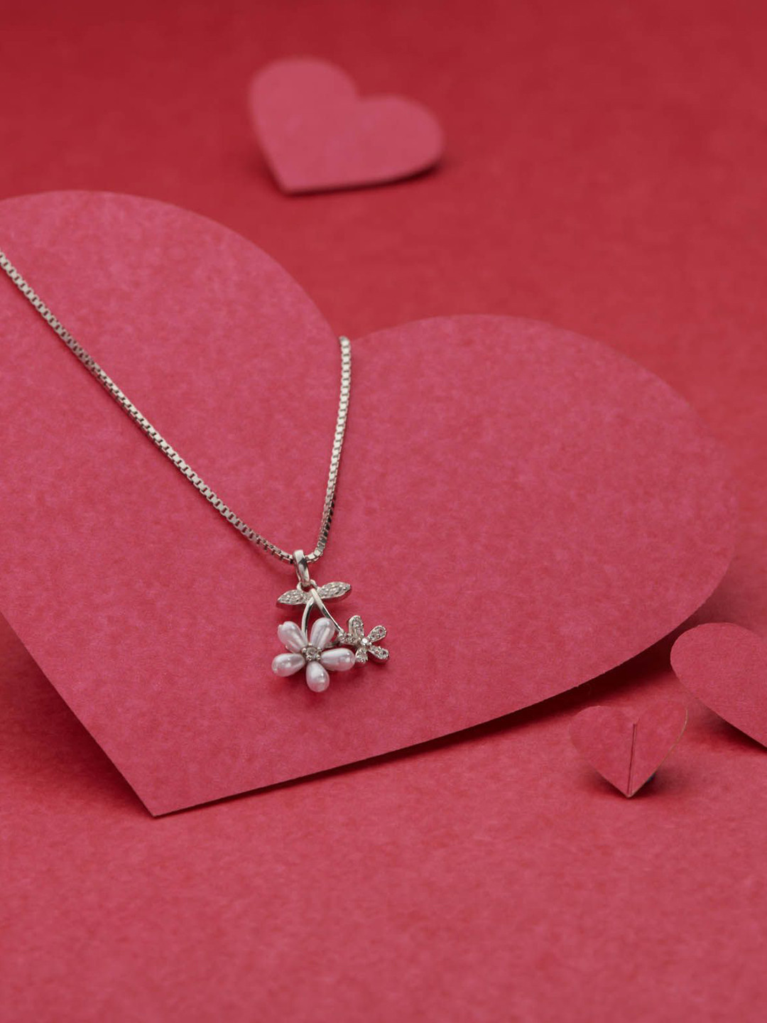 Gargi by P. N. Gadgil & Sons 925 Sterling Silver Artificial Stones Pendants with Chains