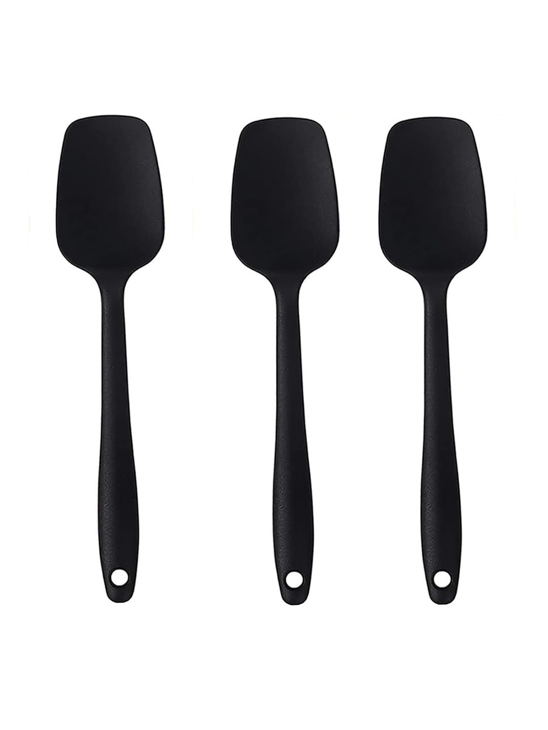 Baskety Set Of 3 Black Baking Serving Silicone Spoon Spatula