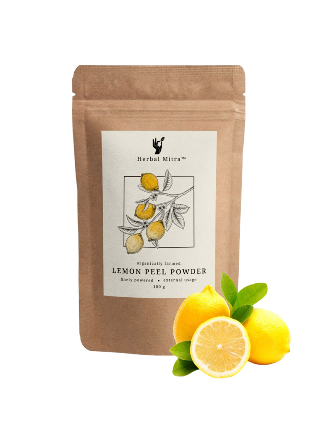 Herbal Mitra Pure Lemon Peel Powder For Hair & Skin Deep Cleansing With Vitamin C - 100 g