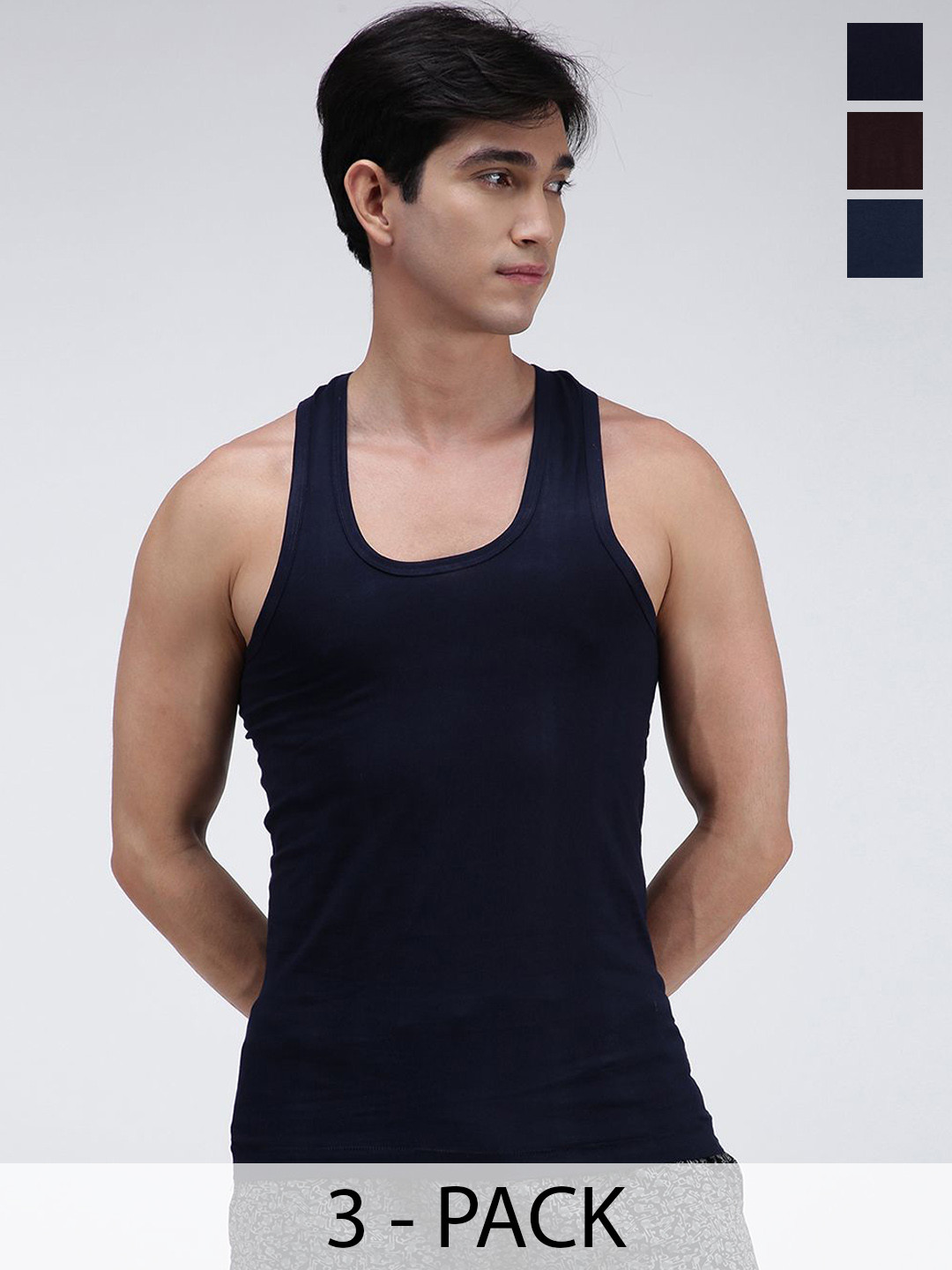 AMUL COMFY Pack Of 3 Pure Cotton Undershirt Innerwear Vests AC-CVESTRN-NY-AF-CB-S-3PC