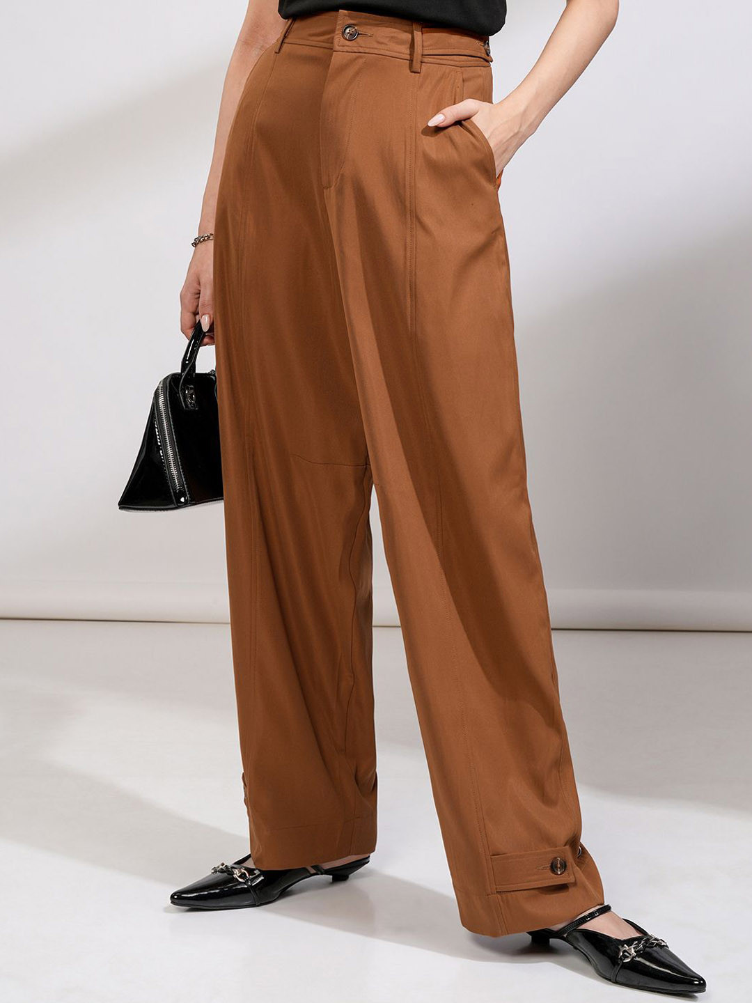 Tokyo Talkies Women High Waist Tabs Trousers