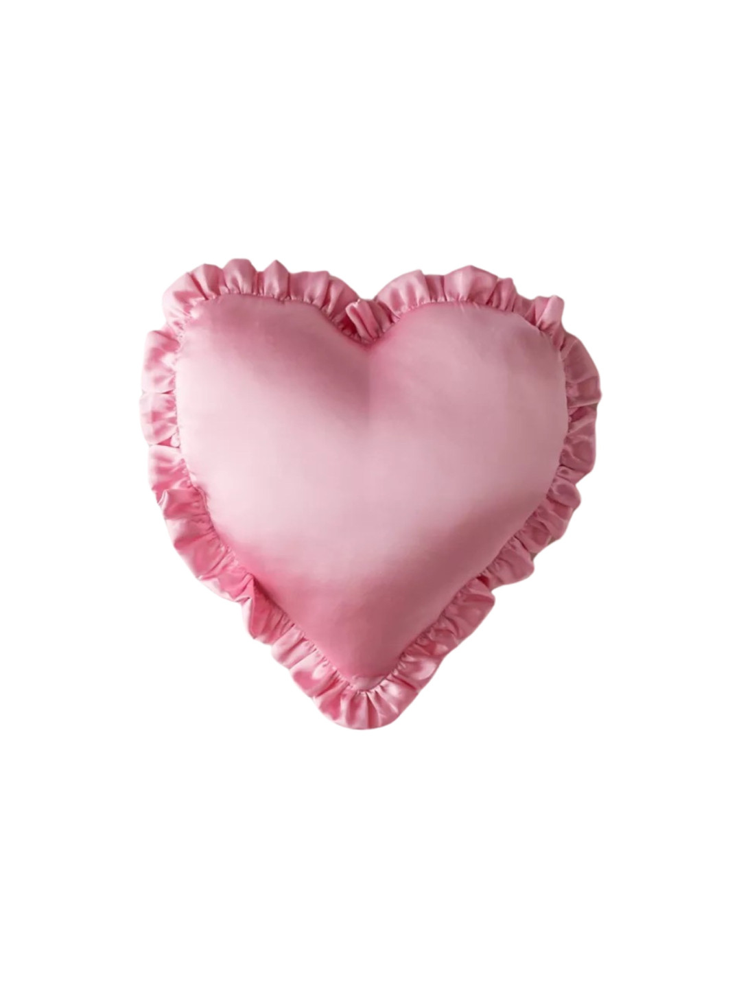 THROWPILLOW Pink Satin Love Frill Heart Shaped Valentine Cushion Covers