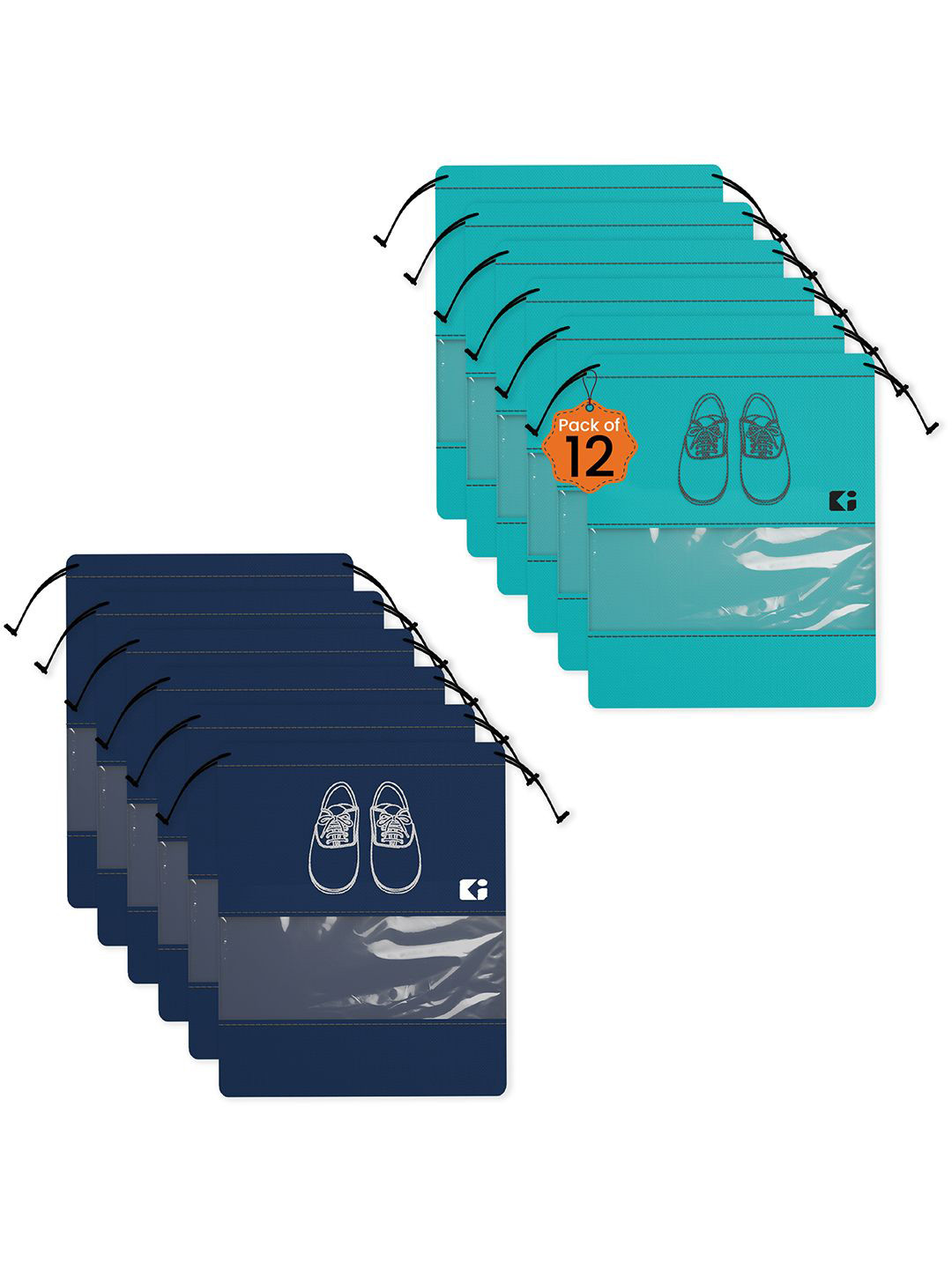 Kuber Industries Navy Blue & Green 12 Pieces Regular Shoes Organisers