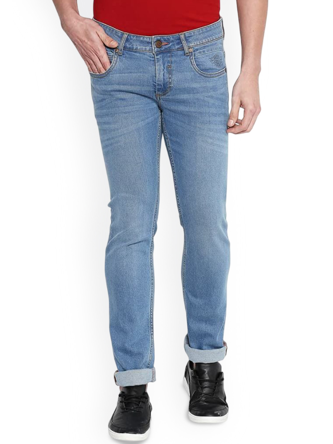 Basics Men Jean Skinny Fit Low-Rise Light Fade Stretchable Jeans