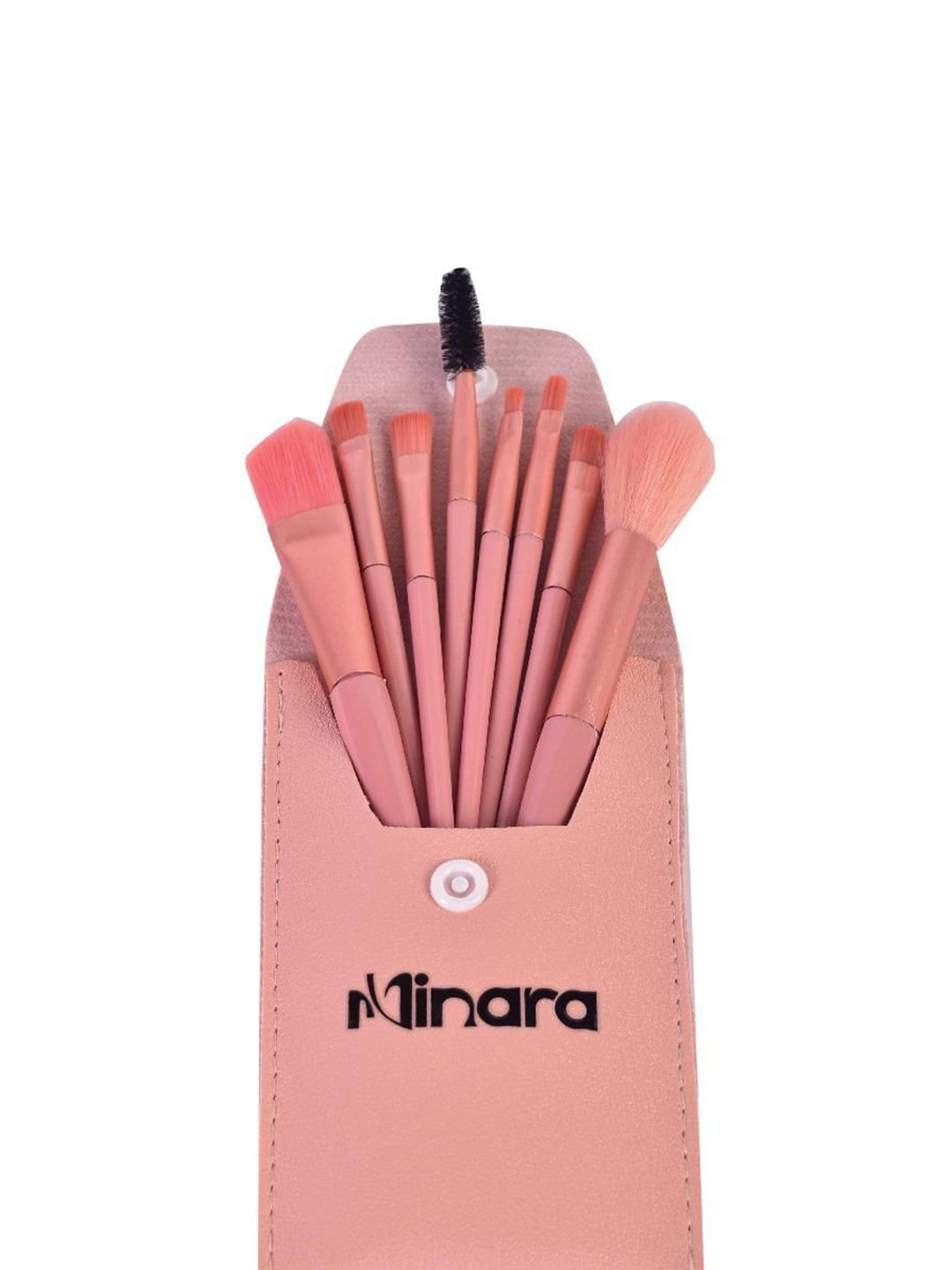 MINARA Set Of 8 Makeup Brush Set With Easy To Carry Pouch- Pink