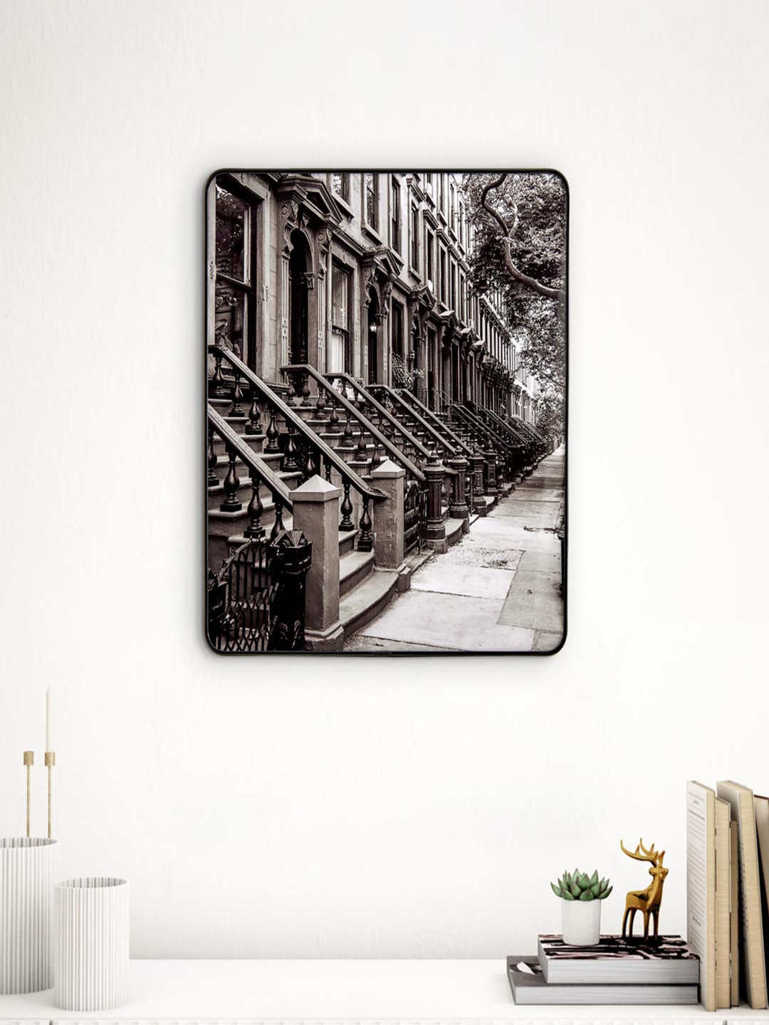 Home Centre Aura View Black & Grey City Printed Rectangular MDF Wall Photo Frames