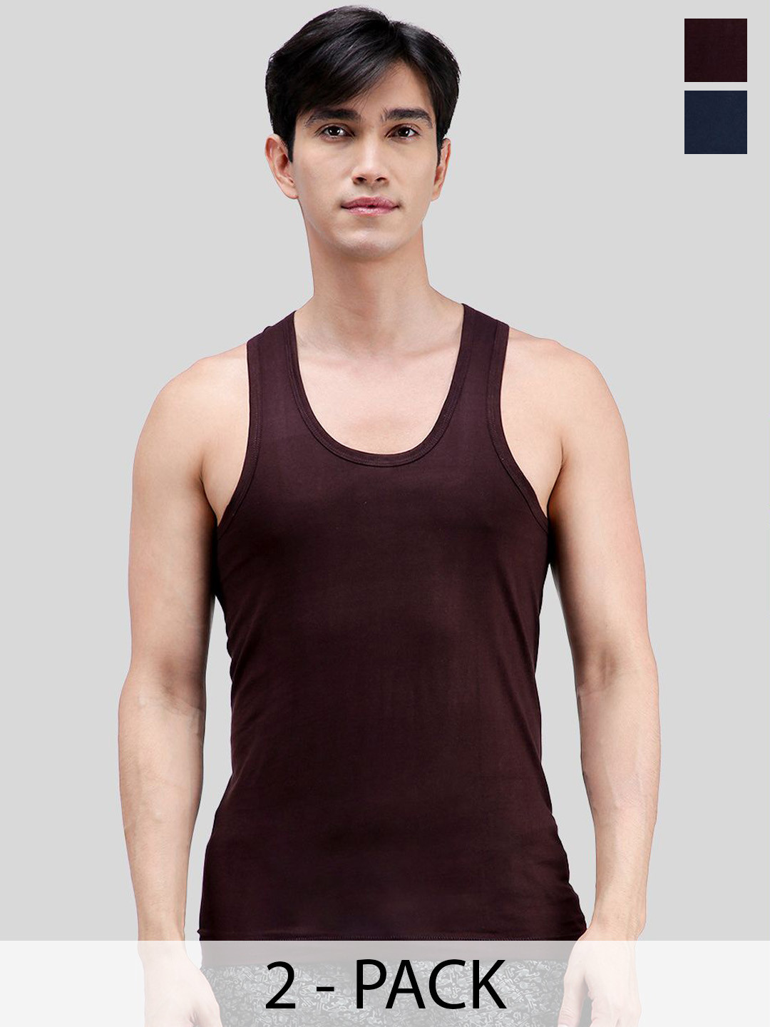 AMUL COMFY Pack Of 2 Pure Cotton Undershirt Innerwear Vests AC-CVESTRN-AF-CB-S-2PC