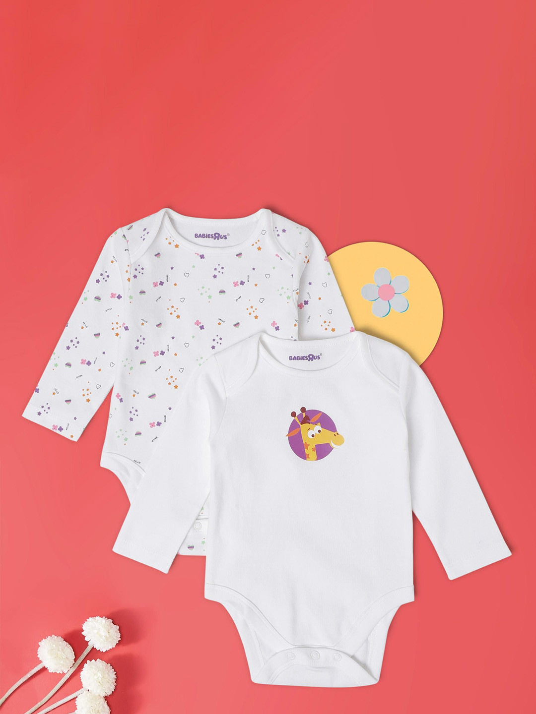Babies R Us Infant Girls Pack Of 2 Printed Cotton Bodysuit