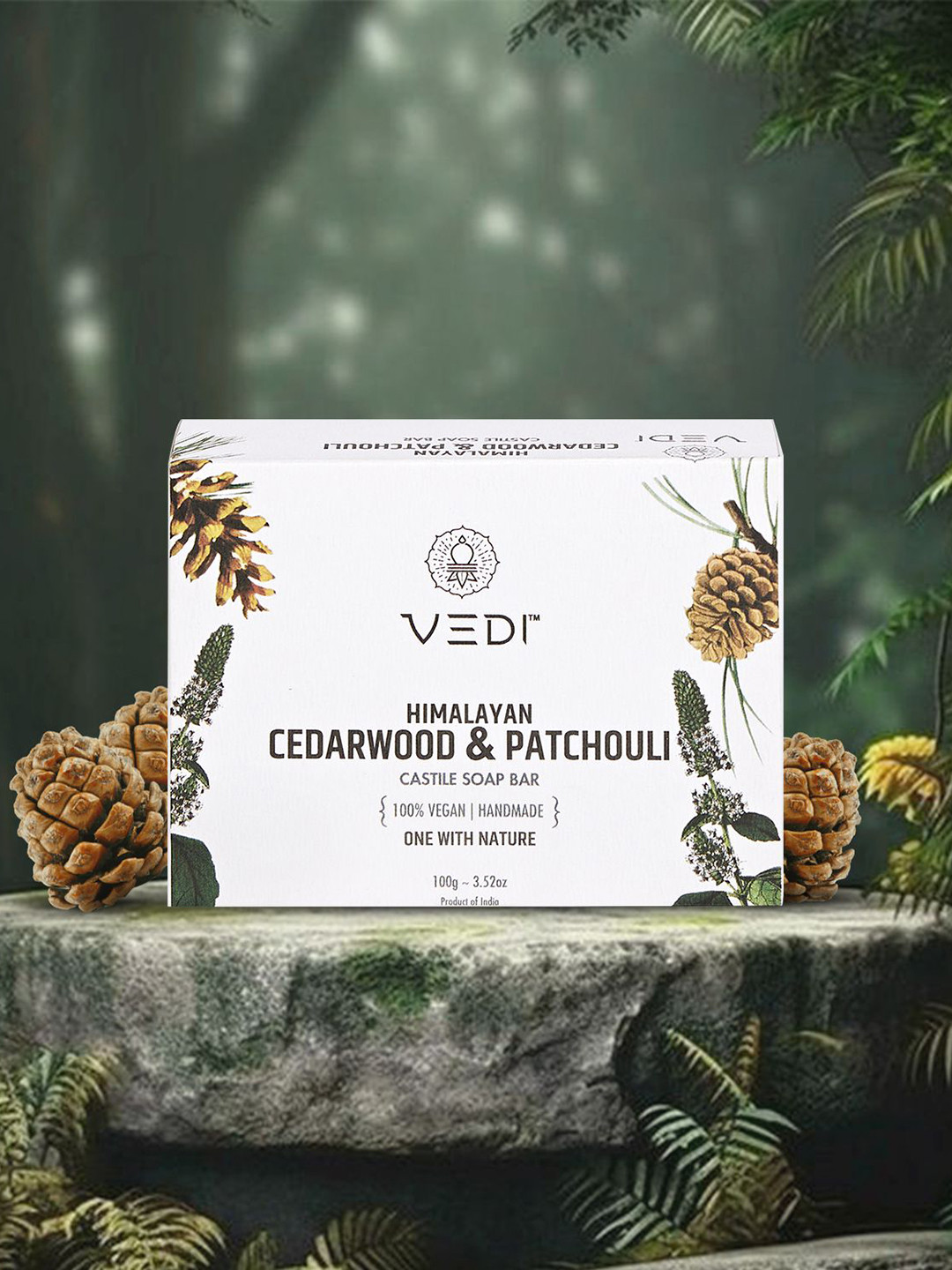 Vedi Herbals Cedarwood And Patchouli 100% Natural Castile Soap Bar - 100 g