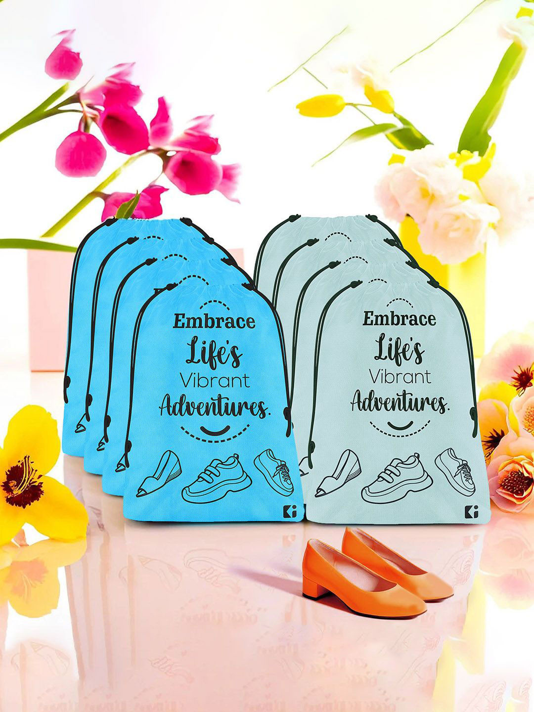 Kuber Industries Blue 8 Pieces Printed Travel Packing Storage Organiser Bag