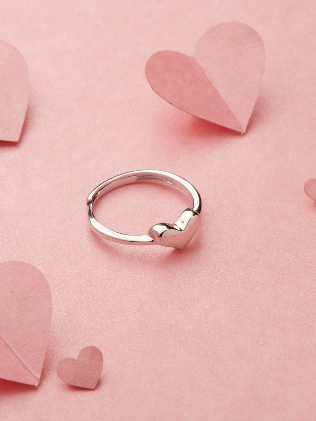 Gargi by P. N. Gadgil & Sons 92.5 Sterling Silver Heart Shape Finger Ring