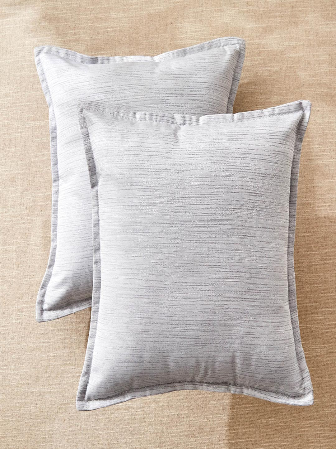 Home Centre Drift Grey 2 Pieces Textured Square Cushion Covers