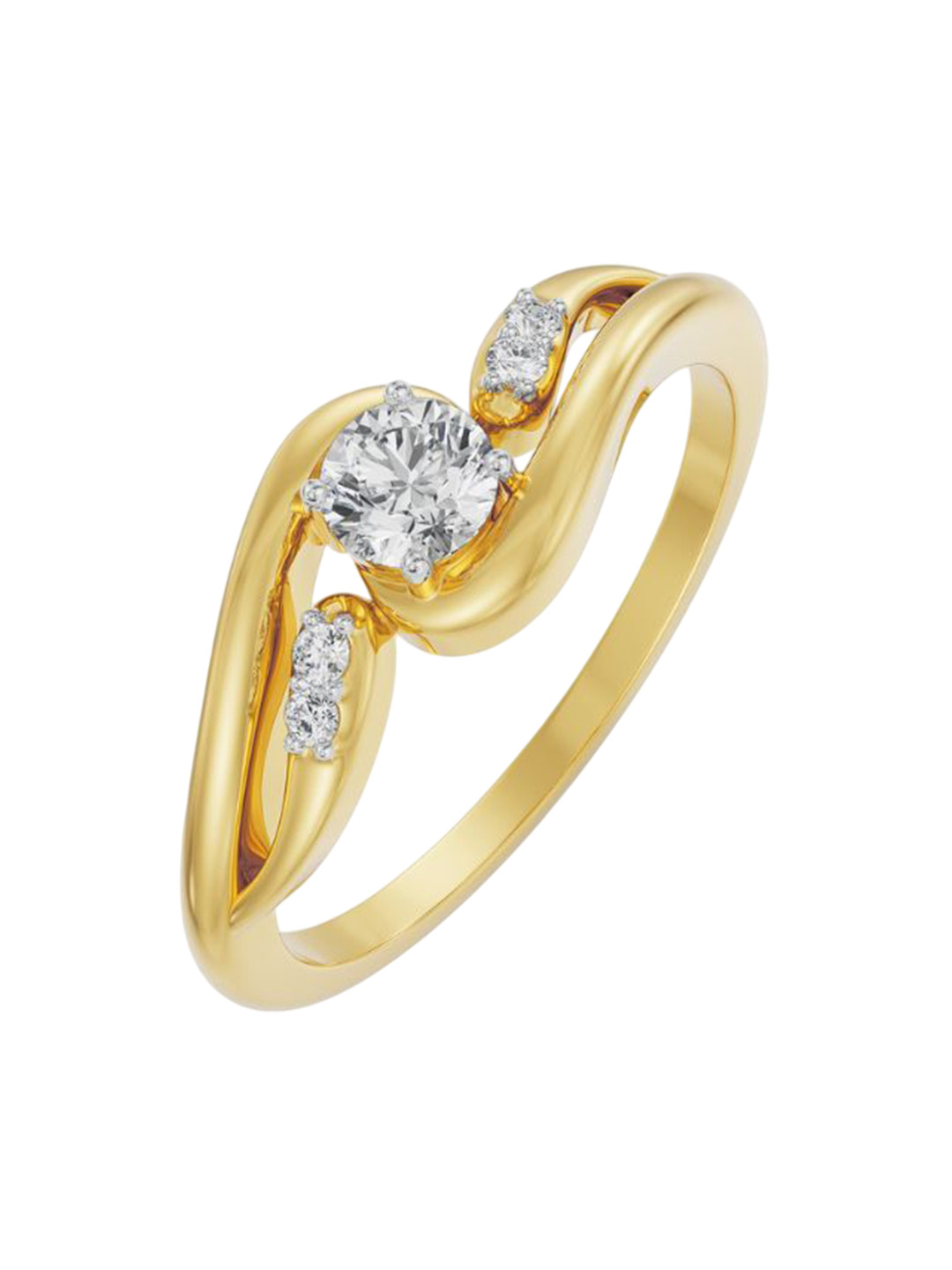 Emori Twisted Ahana Solitaire Lab Diamond Ring in 18KT Gold