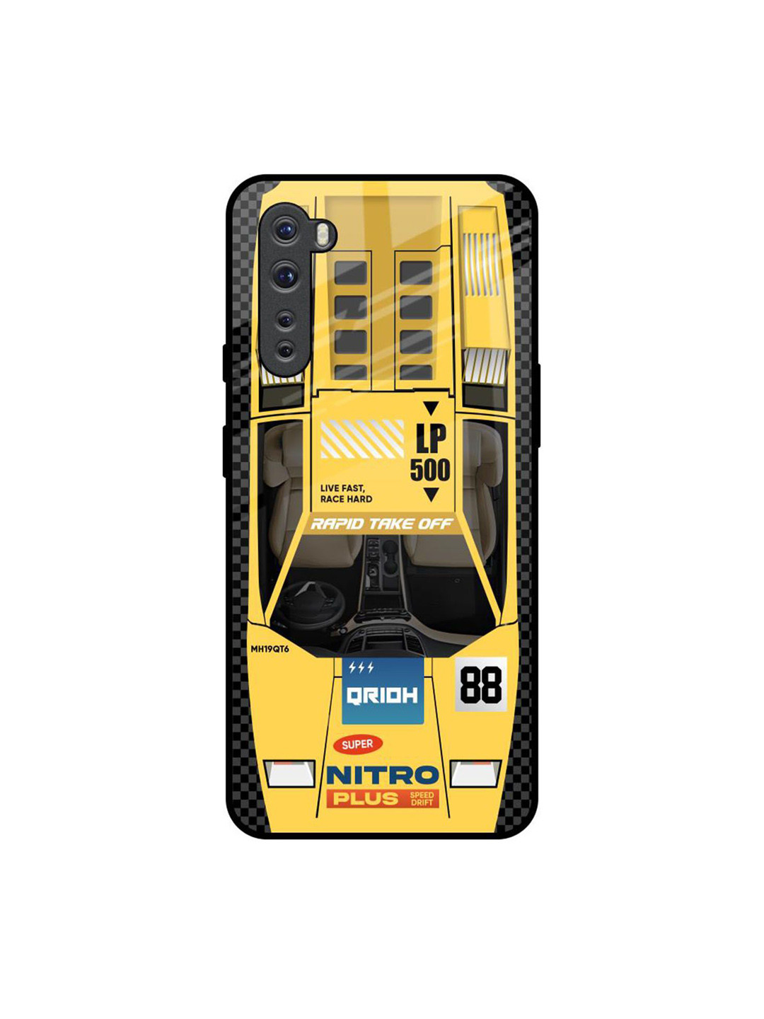 QRIOH Yellow Racing Car Printed OnePlus Nord Back Case