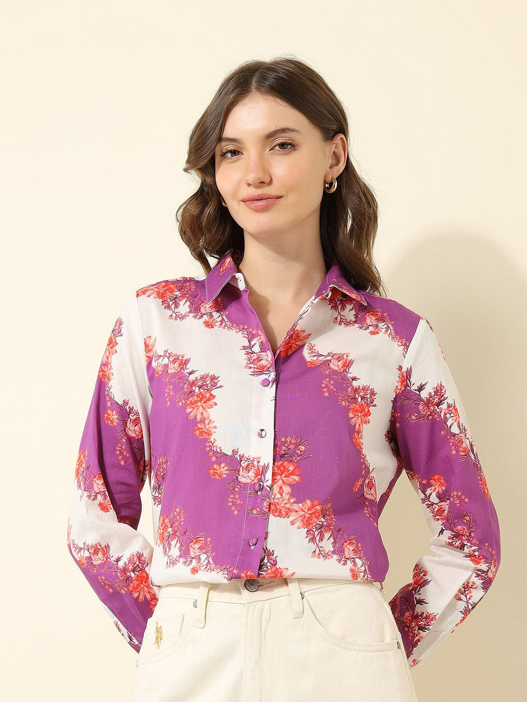 U.S. Polo Assn. Women Women Floral Opaque Printed Casual Shirt