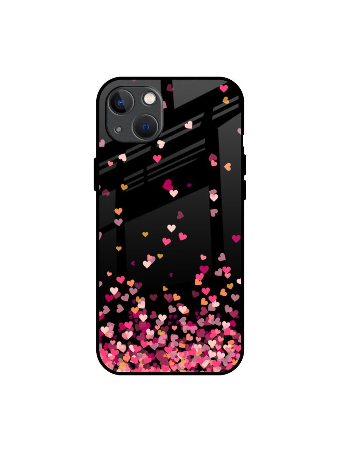 QRIOH Heart Rain Fall Printed iPhone 13 Back Case