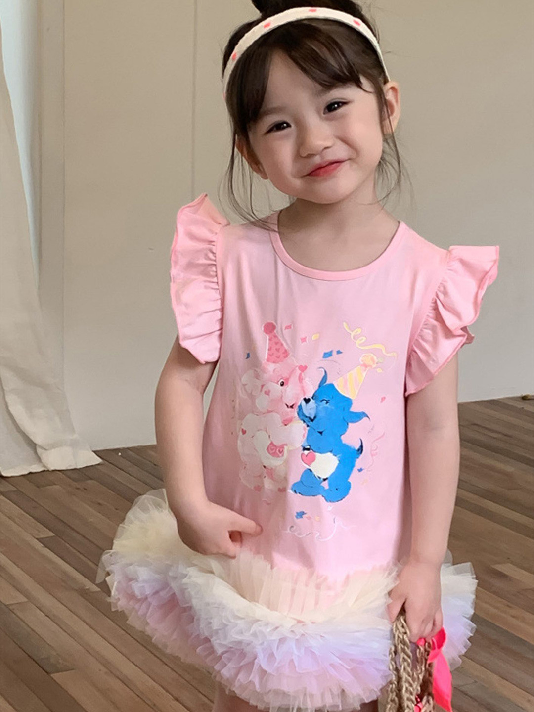 LULU & SKY Girls Printed Ruffle-trimmed A-Line Dress