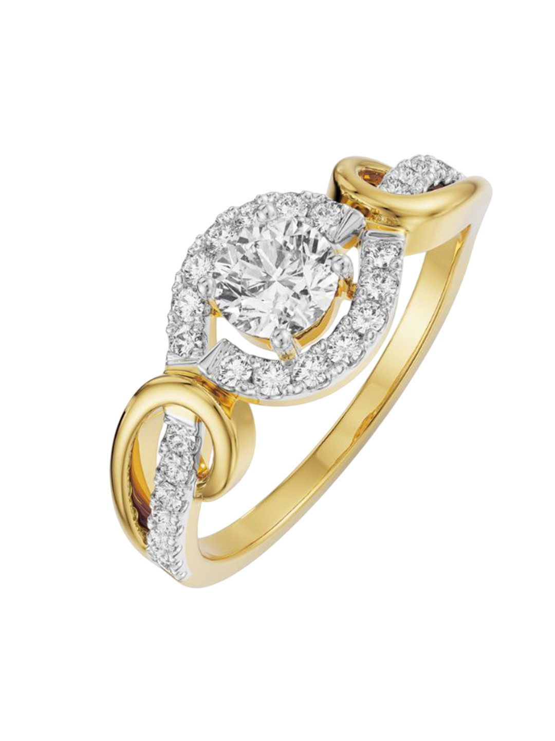 Emori Curved Lab Diamond Band Solitaire in 18KT Gold