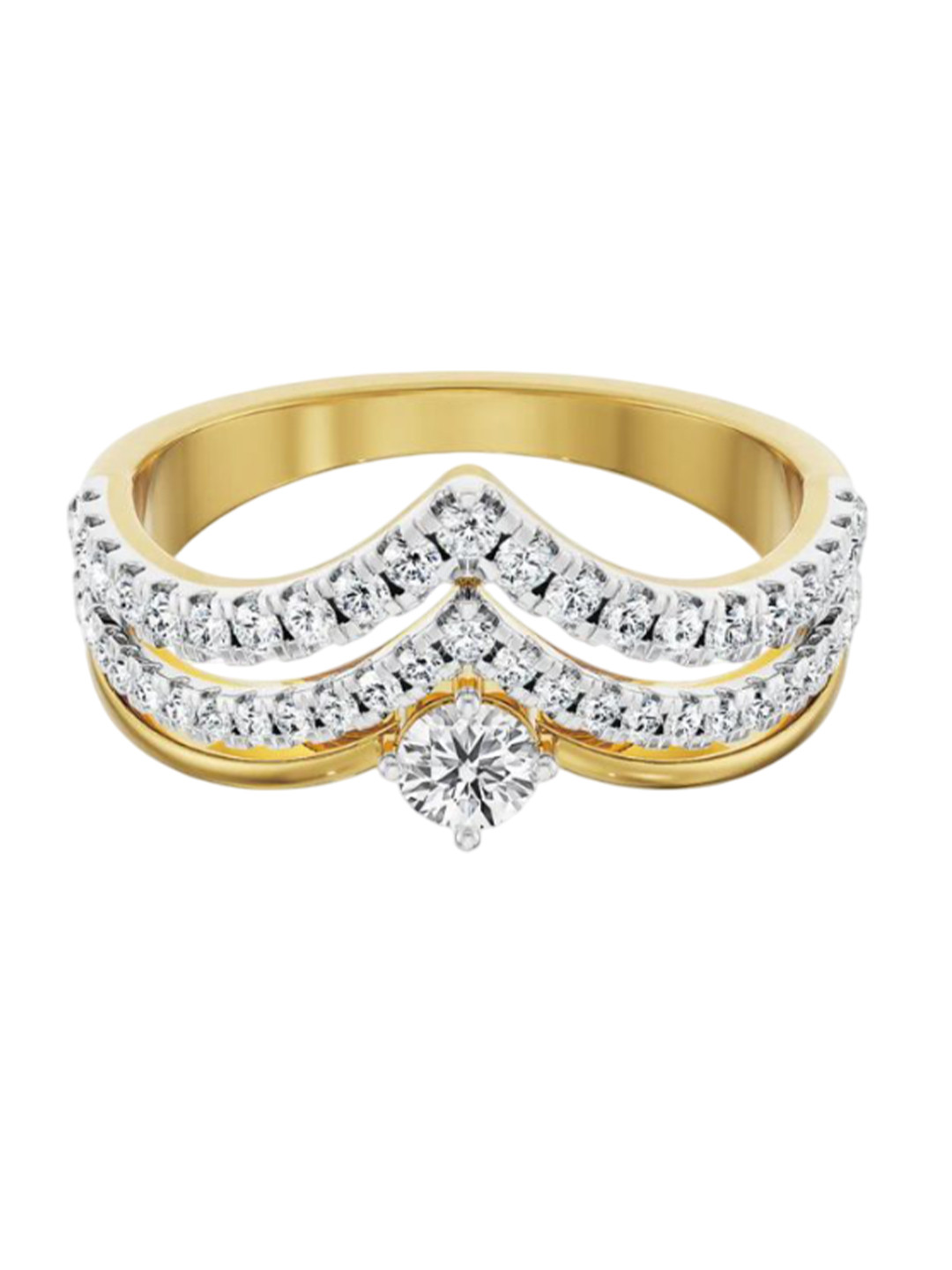 Emori V Clustered Lab Diamond Band in 18KT Gold