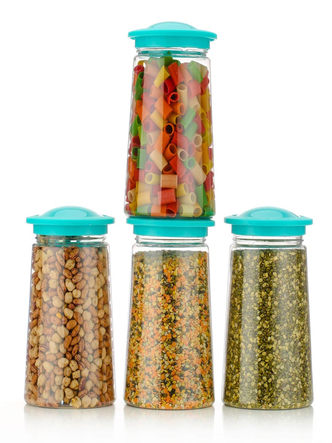 Hashone Green Plastic Easy To Clean 4 Piece Clip-On Canister-1.1L