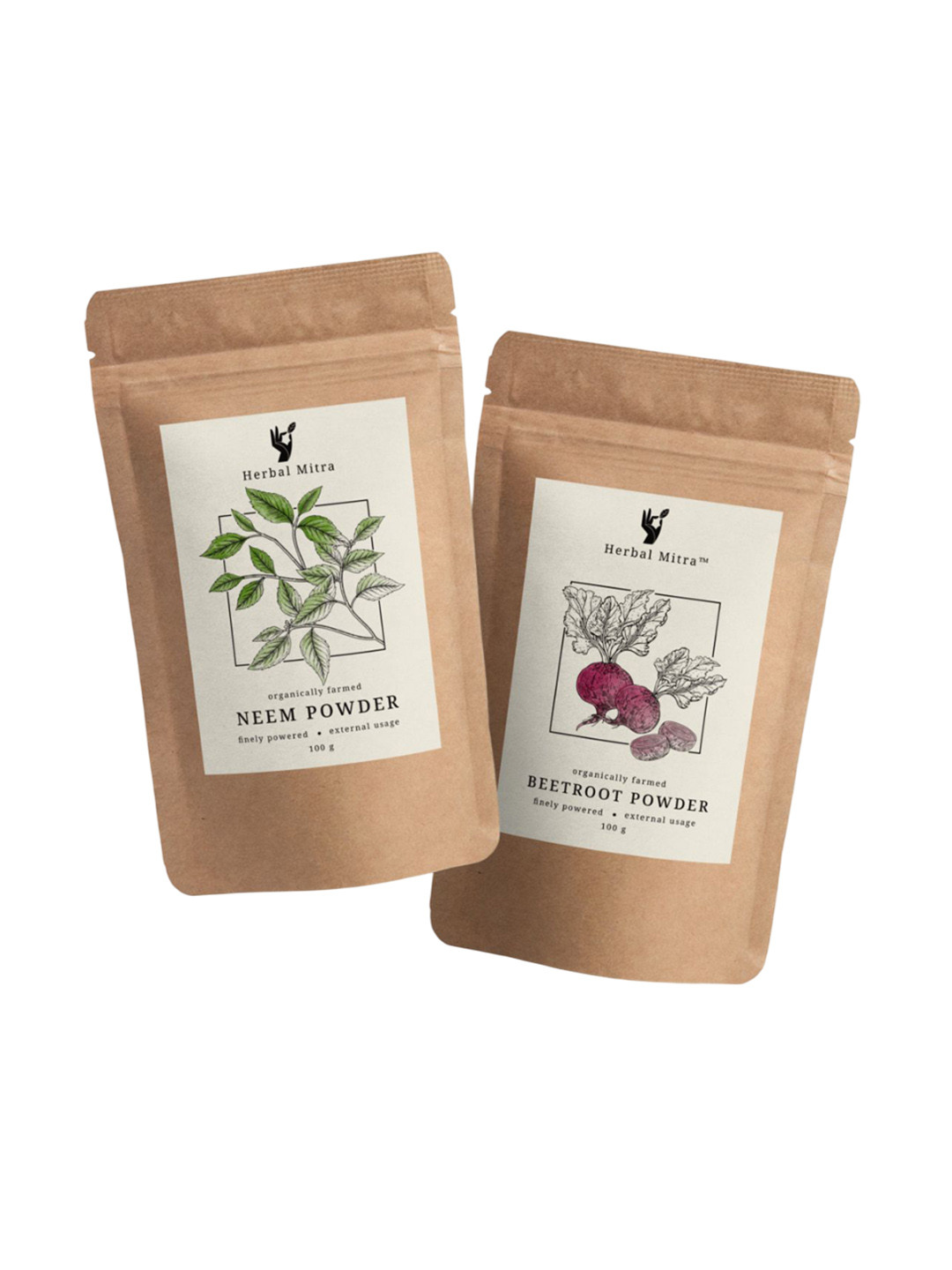 Herbal Mitra Set Of 2 Natural Neem & Beetroot Powder - 100 g Each